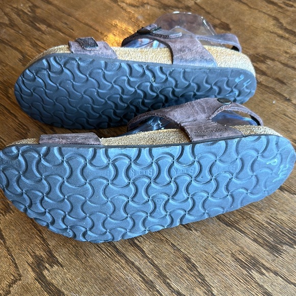 Birkenstock Brown Leather Sandals with Contoured Footbed - Picture 5 of 6